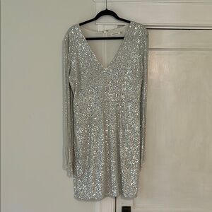 Amazon Silver Sequin Long Sleeve Bodycon Dress